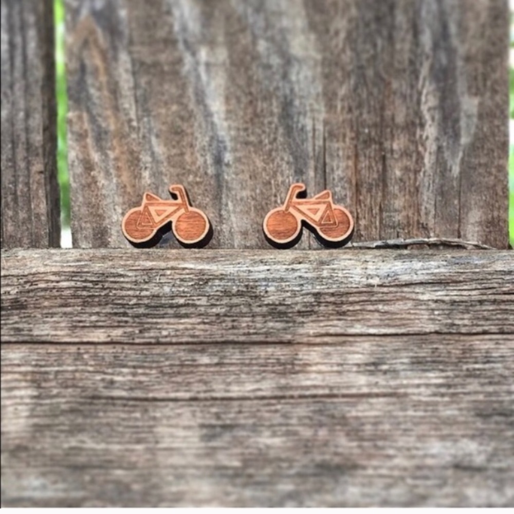 Cherry wood Bicycle earrings